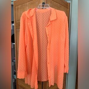 🎁 orange cardigan button up